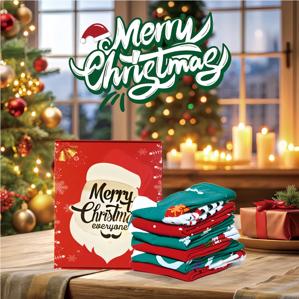 Christmas Stockings Gift Set, 6 Plush 18 Inch Stockings with Cards and Gift Box - Image 5