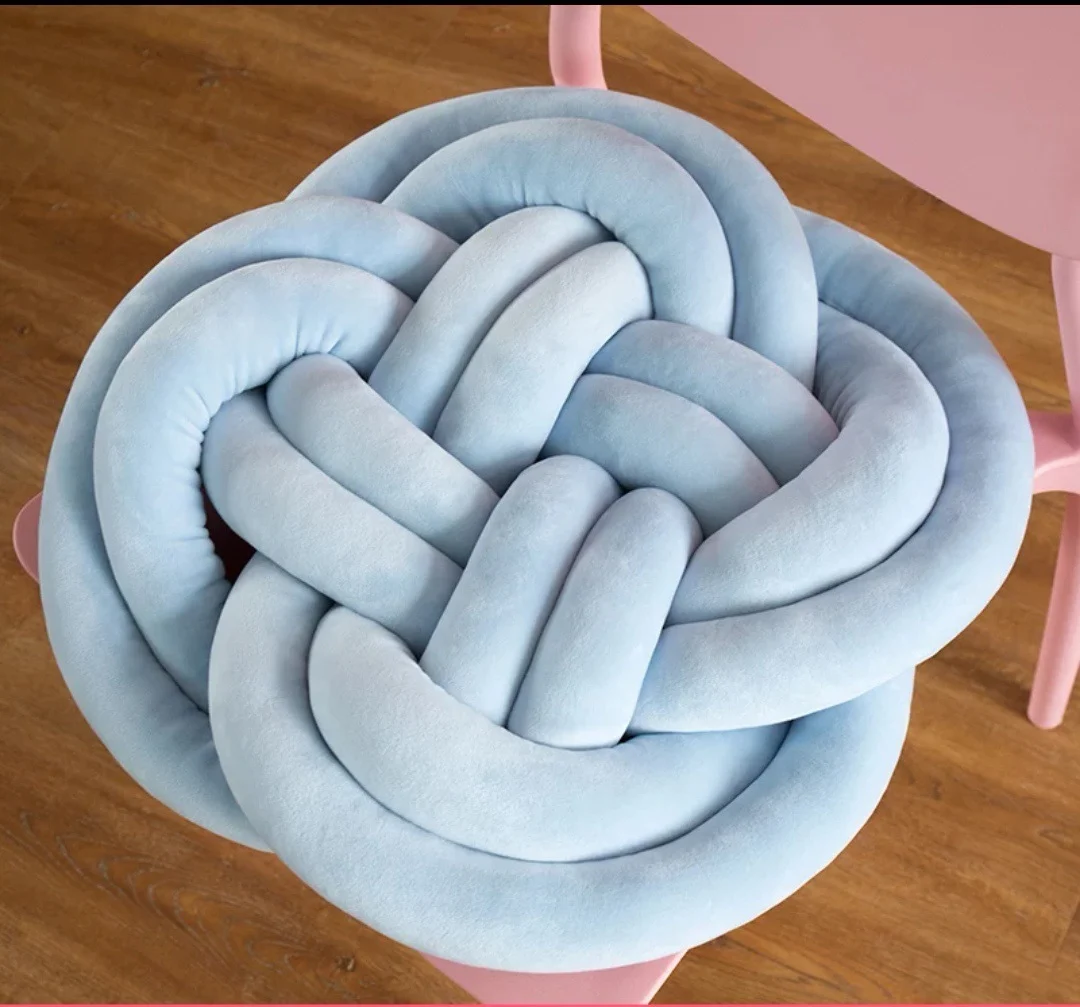 Knot Pillow, Soft Velvet Decorative Cushion for Sofa and Bed, 18 in view 2