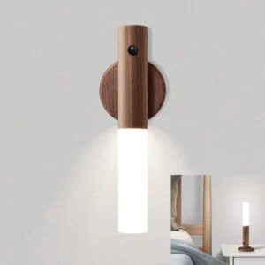 Rechargeable Wooden LED Light Bar, Cordless Warm White Lamp for Desk, Shelf or Closet