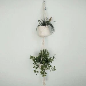 Macrame Plant Hanger with Beads, Jute Rope Hanging Planter Holder for Indoor and Outdoor