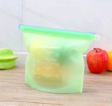 Reusable Silicone Food Storage Bag with Seal, Stand-Up Freezer and Fridge Bag in 500 ml to 4 L