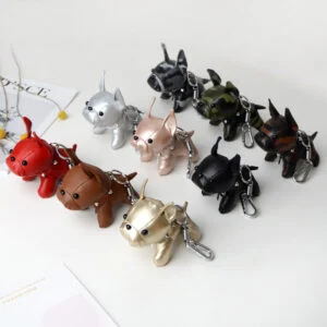 French Bulldog Keychain, Faux Leather Dog Bag Charm