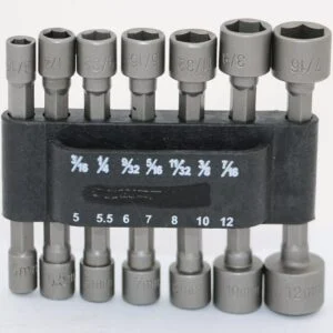 14-Piece Nut Driver Bit Set, SAE and Metric Hex Sockets with 1/4 in Shank and Storage Holder