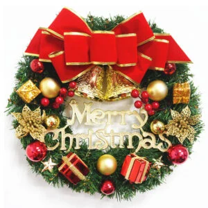 Christmas Wreath with Red Bow, Pine Cones and Berries, 17 in Front Door Holiday Wreath
