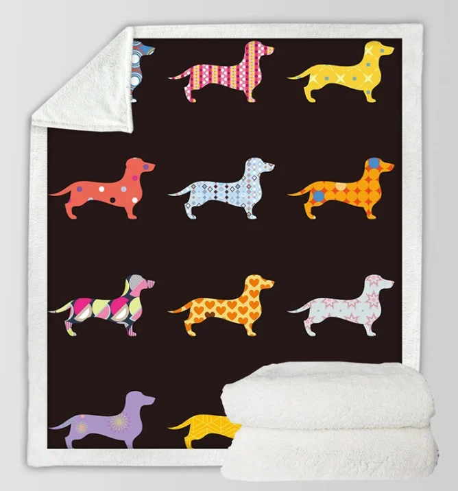 Sherpa Fleece Throw Blanket with Dachshund or Tiger Print, Soft Plush Reversible Throw - Image 6