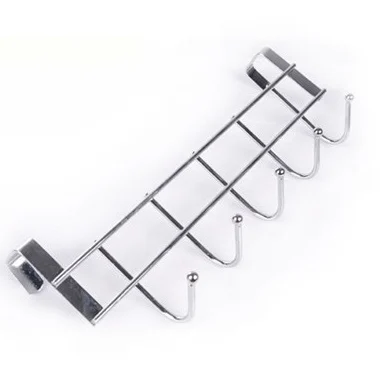 Over the Door 5-Hook Rack, Chrome-Plated Iron Hanger for Coats, Towels and Bags - Image 2