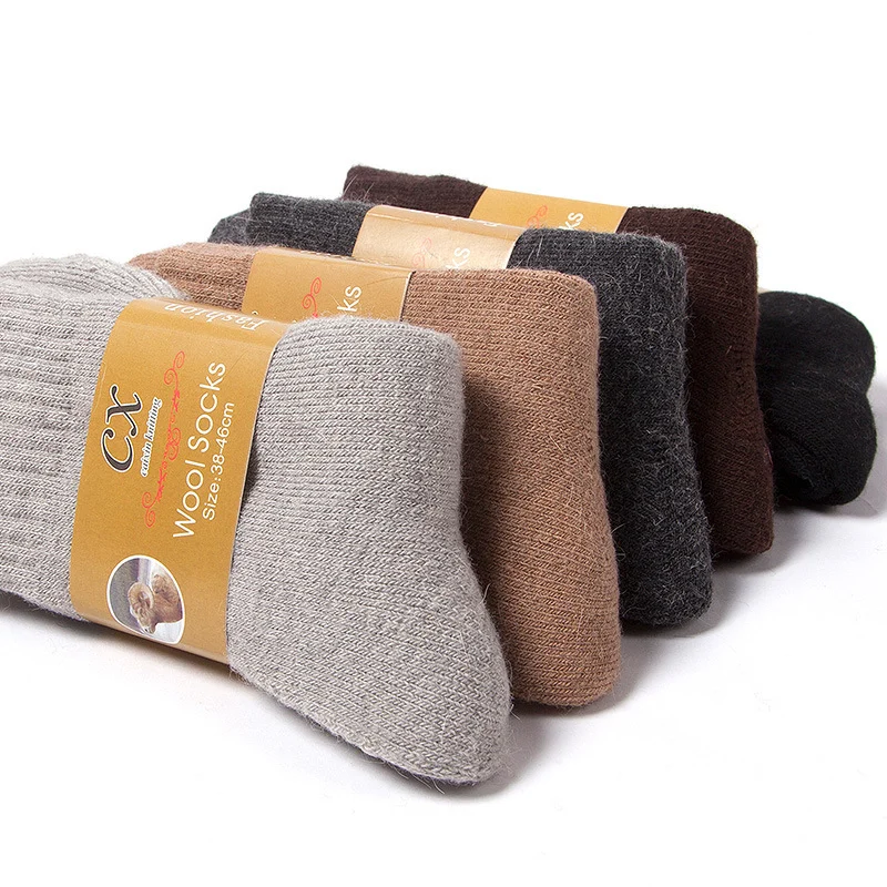 Thick Thermal Winter Socks, Warm Terry-Lined Crew Socks, 5-Pair Pack