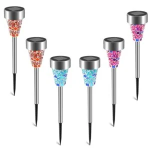 Solar Pathway Lights, 6 Pack Mosaic Garden Lights for Yard and Walkway