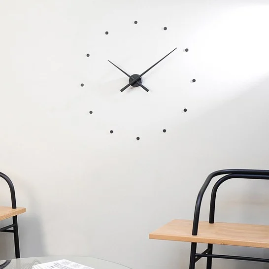 Large DIY Wall Clock with 12 Dots, Frameless Modern Silent Clock for Living Room and Office