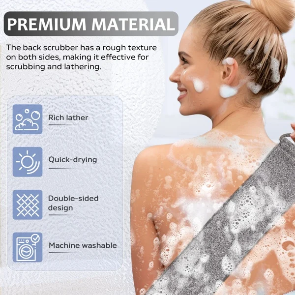 Bamboo Fiber Exfoliating Body Towel, Stretch Back Scrubber Cloth - Image 4