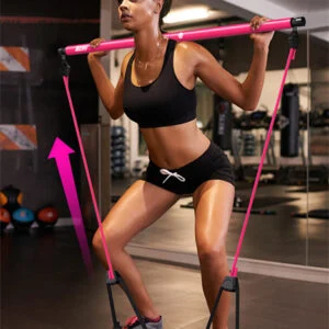 Pilates Bar Kit with Resistance Bands, Portable Home Workout Bar with Foot Loops