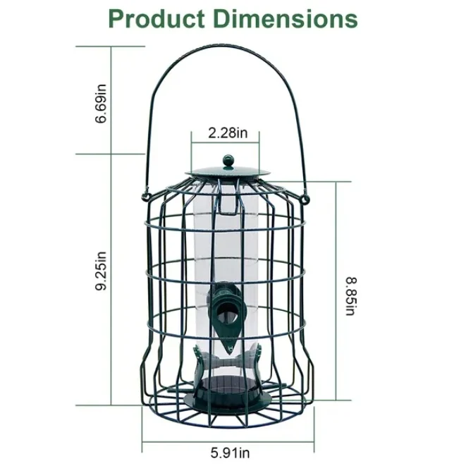 Squirrel-Resistant Metal Bird Feeder, Hanging Seed Feeder - Image 2