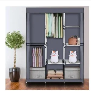 Portable Closet Wardrobe with Shelves, 71 Inch Clothes Rack with Cover