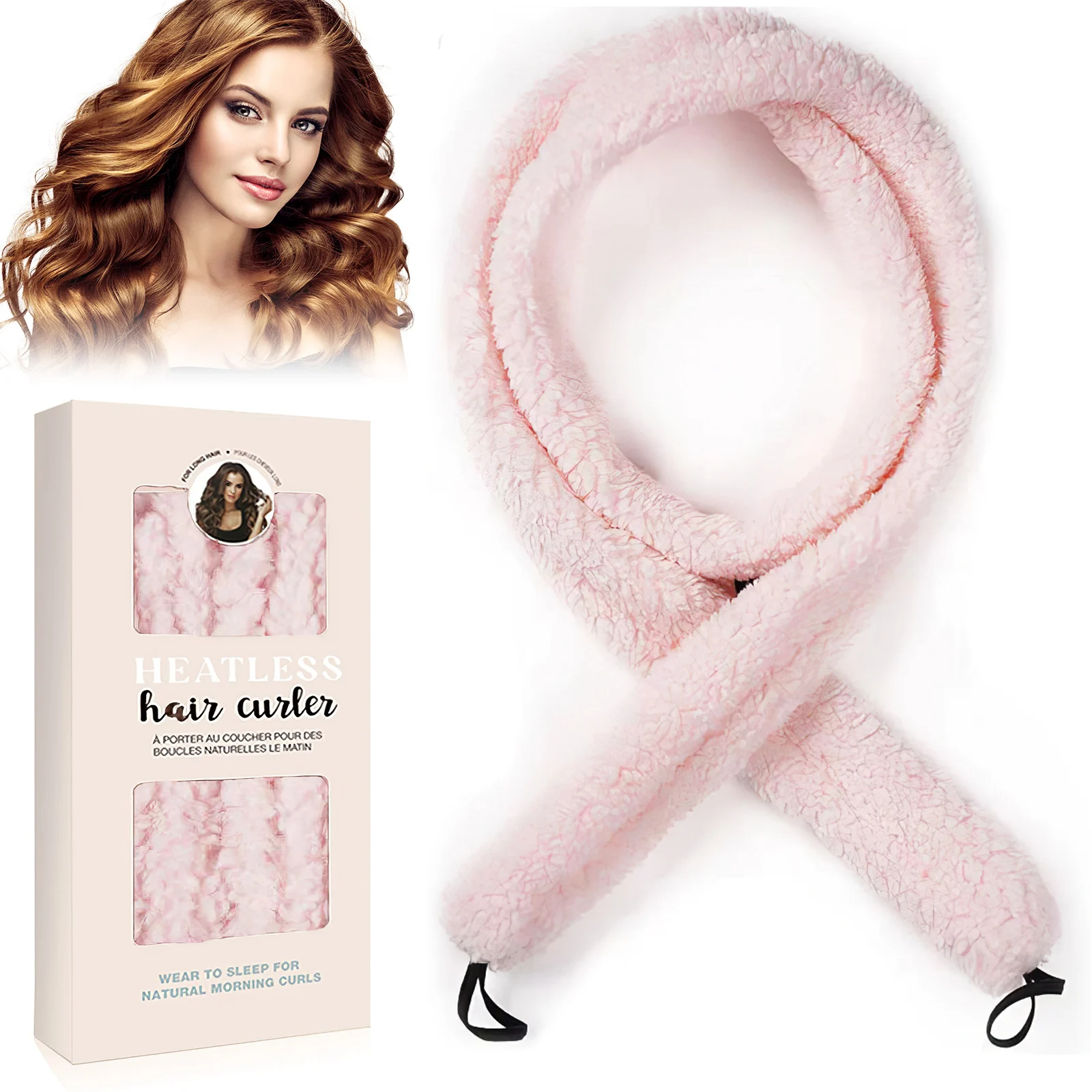 Satin Heatless Hair Curler Set with Rod and 2 Satin Scrunchies