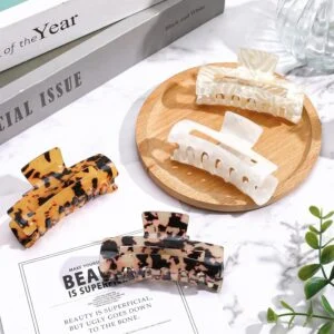 Tortoise Hair Claw Clips, 4 Pack 3.15 Inch Acetate Hair Clips
