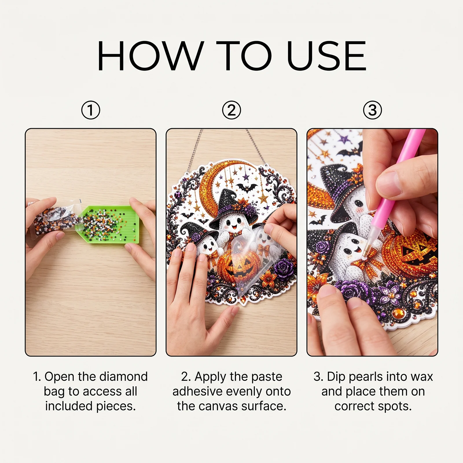 Fall Pumpkin Wreath Diamond Art Kit, DIY Hanging Ornament - Image 8