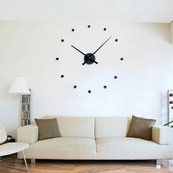 Large DIY Wall Clock with 12 Dots, Frameless Modern Silent Clock for Living Room and Office view 4