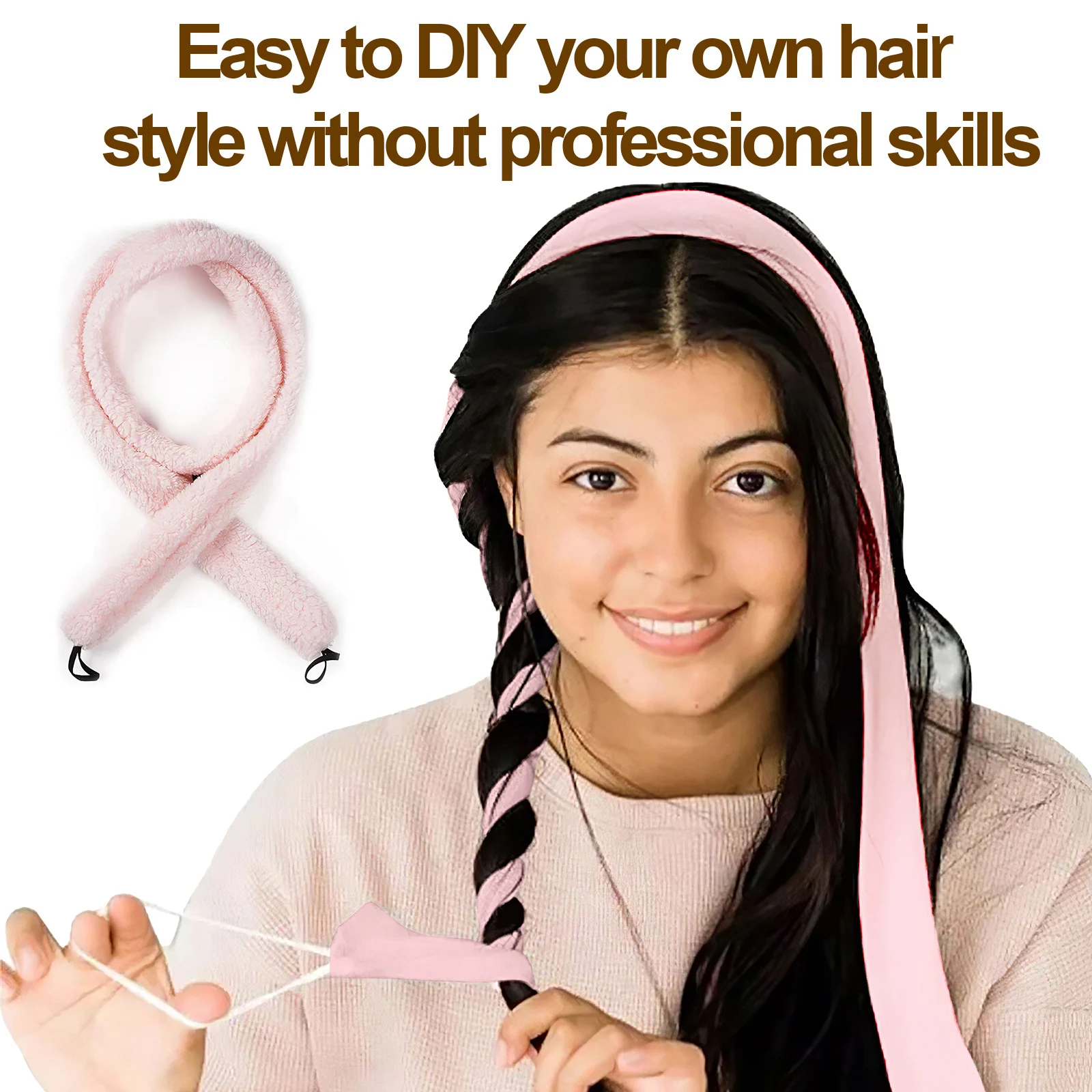 Satin Heatless Hair Curler Set with Rod and 2 Satin Scrunchies - Image 7