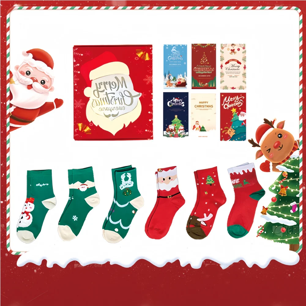 Christmas Stockings Gift Set, 6 Plush 18 Inch Stockings with Cards and Gift Box - Image 6
