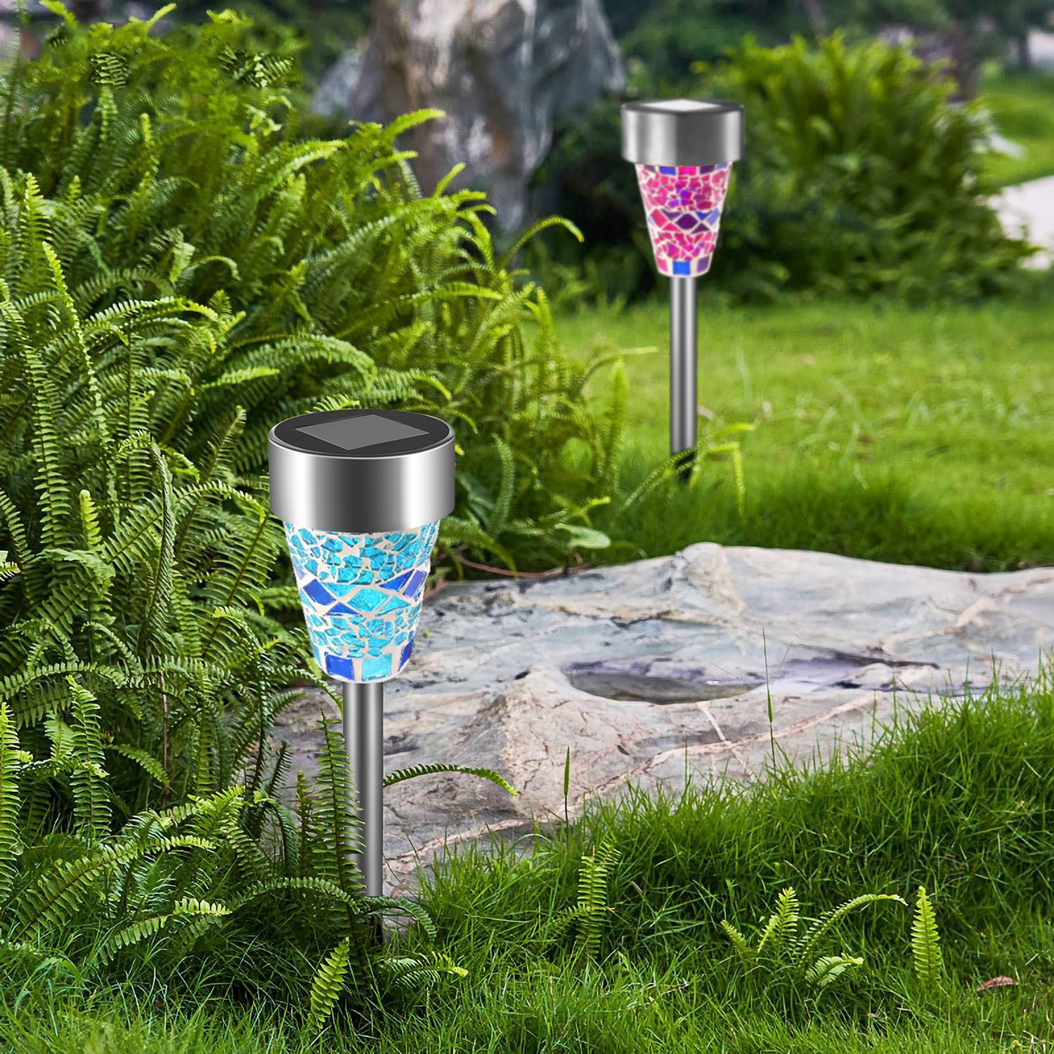 Solar Pathway Lights, 6 Pack Mosaic Garden Lights for Yard and Walkway - Image 5