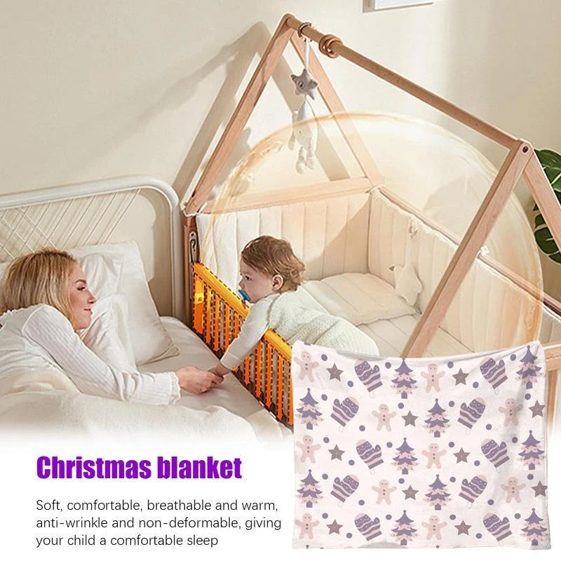 Christmas Flannel Throw Blanket, Soft Holiday Print Sofa Blanket, 130 x 150 cm - Image 5