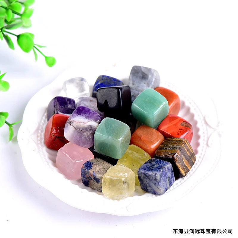 Natural Crystal Cube Aroma Stone, Polished Decor Cube for Essential Oils