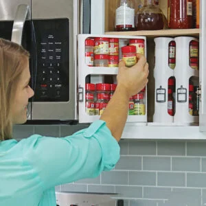 2-Tier Rotating Spice Rack Organizer, Spinning Kitchen Turntable for Seasoning Bottles and Jars